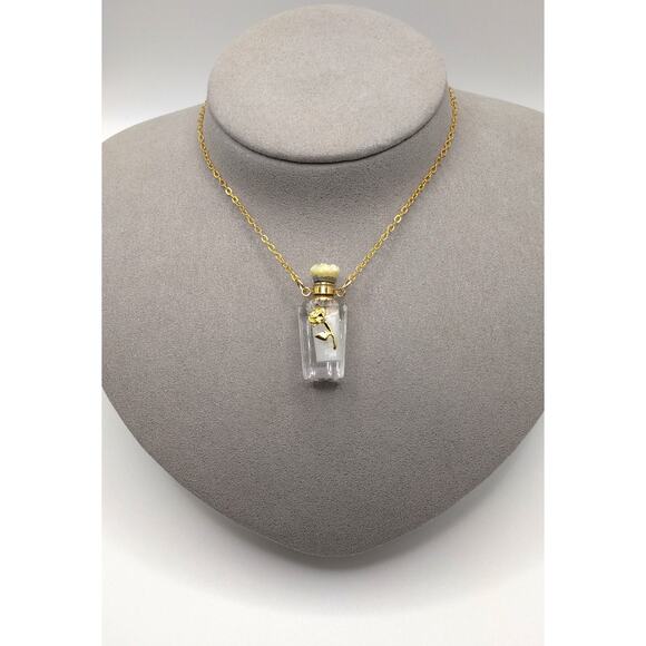 New Solid Quartz Bottle Necklace with Rose and Druzy - Picture 1 of 3